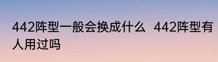 442阵型一般会换成什么  442阵型有人用过吗