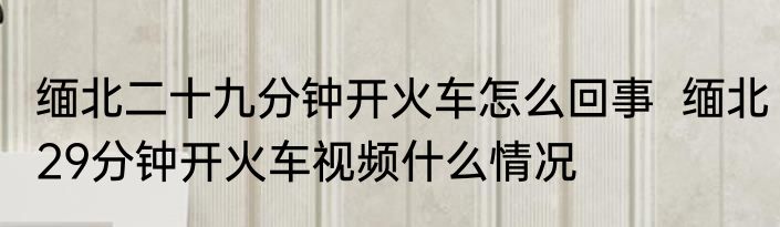 缅北二十九分钟开火车怎么回事  缅北29分钟开火车视频什么情况