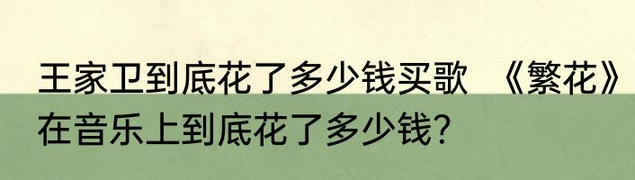 王家卫到底花了多少钱买歌  《繁花》在音乐上到底花了多少钱？
