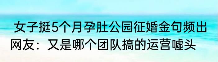  女子挺5个月孕肚公园征婚金句频出  网友：又是哪个团队搞的运营噓头
