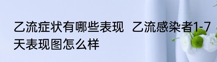 乙流症状有哪些表现  乙流感染者1-7天表现图怎么样