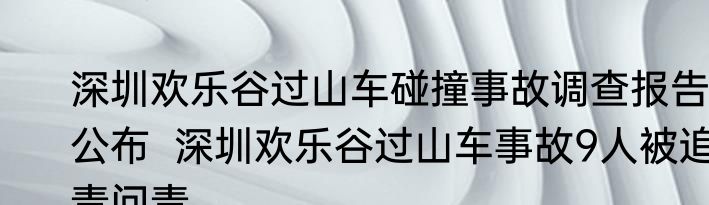 深圳欢乐谷过山车碰撞事故调查报告公布  深圳欢乐谷过山车事故9人被追责问责