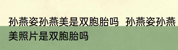 孙燕姿孙燕美是双胞胎吗  孙燕姿孙燕美照片是双胞胎吗