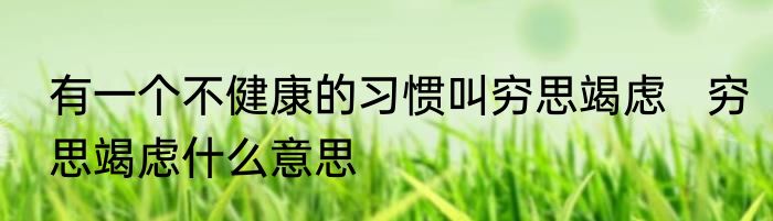 有一个不健康的习惯叫穷思竭虑   穷思竭虑什么意思