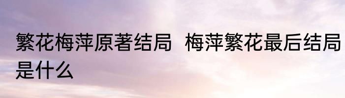 繁花梅萍原著结局  梅萍繁花最后结局是什么