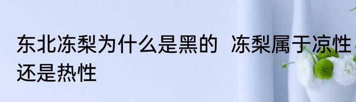 东北冻梨为什么是黑的  冻梨属于凉性还是热性