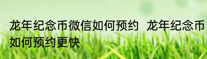 龙年纪念币微信如何预约  龙年纪念币如何预约更快