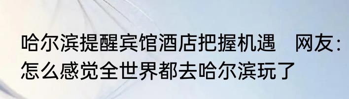 哈尔滨提醒宾馆酒店把握机遇   网友：怎么感觉全世界都去哈尔滨玩了
