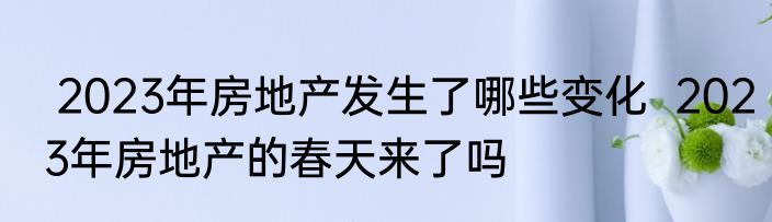  2023年房地产发生了哪些变化  2023年房地产的春天来了吗