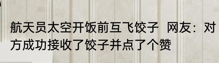 航天员太空开饭前互飞饺子  网友：对方成功接收了饺子并点了个赞
