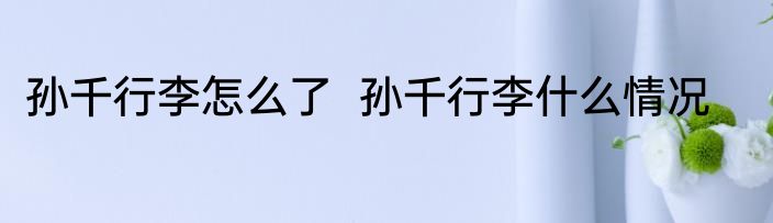 孙千行李怎么了  孙千行李什么情况