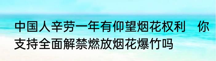 中国人辛劳一年有仰望烟花权利   你支持全面解禁燃放烟花爆竹吗