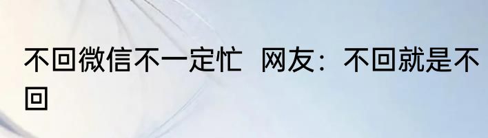 不回微信不一定忙  网友：不回就是不回