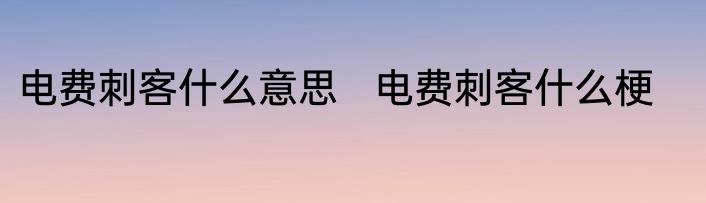 电费刺客什么意思   电费刺客什么梗