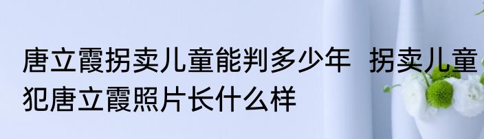 唐立霞拐卖儿童能判多少年  拐卖儿童犯唐立霞照片长什么样