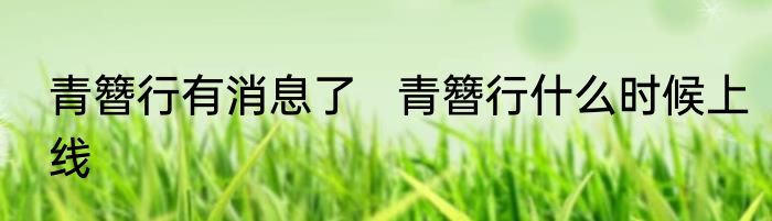 青簪行有消息了   青簪行什么时候上线
