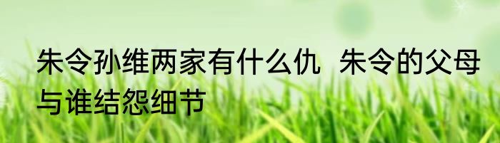 朱令孙维两家有什么仇  朱令的父母与谁结怨细节