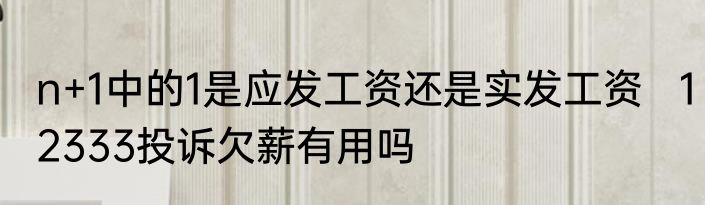 n+1中的1是应发工资还是实发工资   12333投诉欠薪有用吗