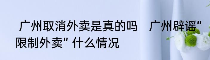  广州取消外卖是真的吗   广州辟谣“限制外卖” 什么情况