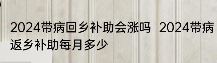 2024带病回乡补助会涨吗  2024带病返乡补助每月多少