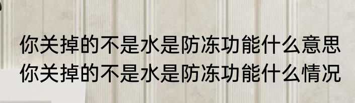你关掉的不是水是防冻功能什么意思 	你关掉的不是水是防冻功能什么情况