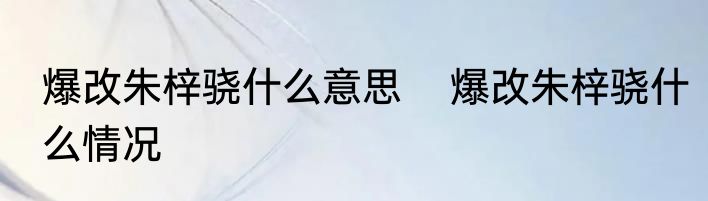 爆改朱梓骁什么意思    爆改朱梓骁什么情况