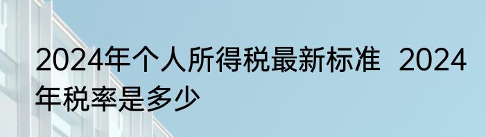 2024年个人所得税最新标准  2024年税率是多少