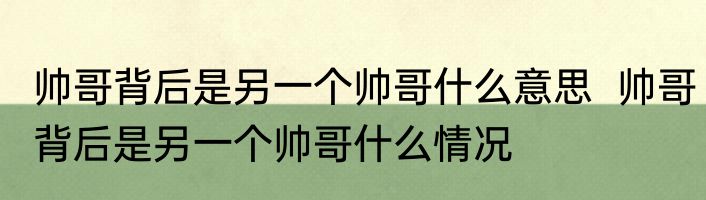 帅哥背后是另一个帅哥什么意思  帅哥背后是另一个帅哥什么情况