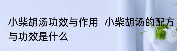 小柴胡汤功效与作用  小柴胡汤的配方与功效是什么