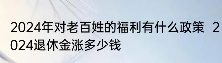 2024年对老百姓的福利有什么政策  2024退休金涨多少钱