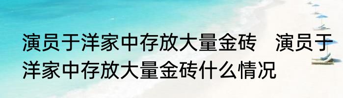 演员于洋家中存放大量金砖   演员于洋家中存放大量金砖什么情况