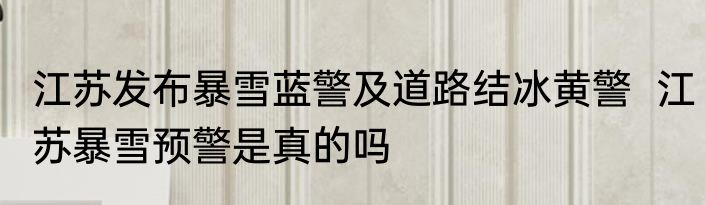 江苏发布暴雪蓝警及道路结冰黄警  江苏暴雪预警是真的吗