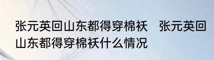 张元英回山东都得穿棉袄   张元英回山东都得穿棉袄什么情况