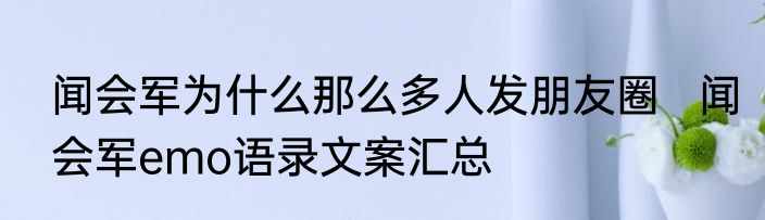 闻会军为什么那么多人发朋友圈   闻会军emo语录文案汇总