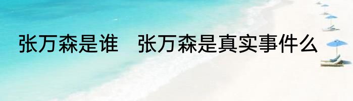 张万森是谁   张万森是真实事件么