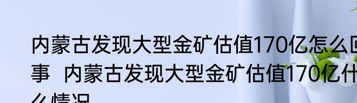 内蒙古发现大型金矿估值170亿怎么回事  内蒙古发现大型金矿估值170亿什么情况