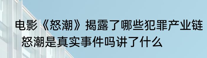  电影《怒潮》揭露了哪些犯罪产业链   怒潮是真实事件吗讲了什么