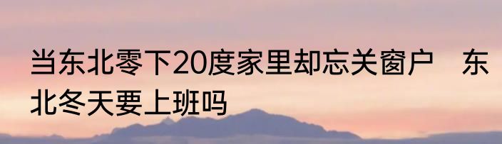 当东北零下20度家里却忘关窗户   东北冬天要上班吗