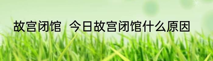 故宫闭馆  今日故宫闭馆什么原因