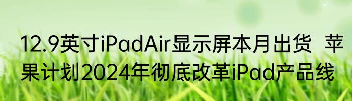 12.9英寸iPadAir显示屏本月出货  苹果计划2024年彻底改革iPad产品线