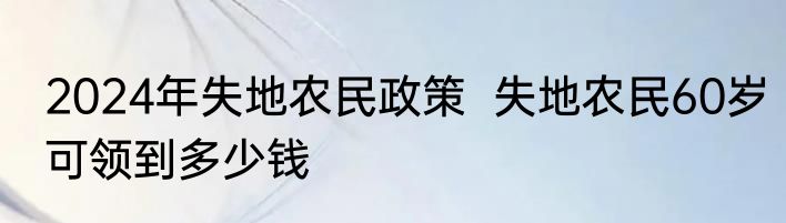 2024年失地农民政策  失地农民60岁可领到多少钱