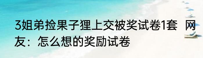 3姐弟捡果子狸上交被奖试卷1套  网友：怎么想的奖励试卷