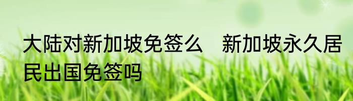 大陆对新加坡免签么   新加坡永久居民出国免签吗