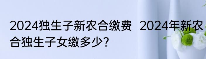 2024独生子新农合缴费  2024年新农合独生子女缴多少？