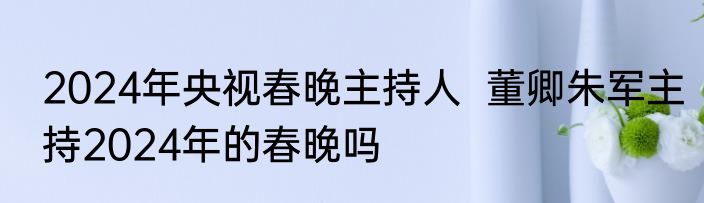 2024年央视春晚主持人  董卿朱军主持2024年的春晚吗