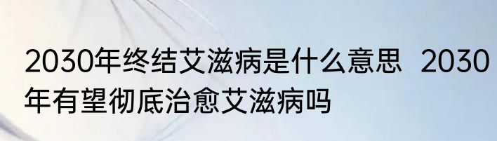 2030年终结艾滋病是什么意思  2030年有望彻底治愈艾滋病吗