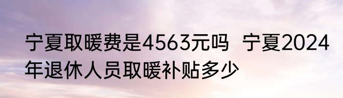 宁夏取暖费是4563元吗  宁夏2024年退休人员取暖补贴多少 