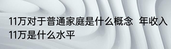 11万对于普通家庭是什么概念  年收入11万是什么水平