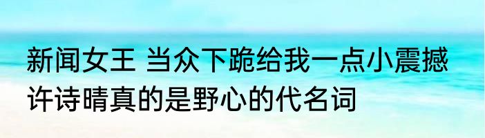 新闻女王 当众下跪给我一点小震撼   许诗晴真的是野心的代名词