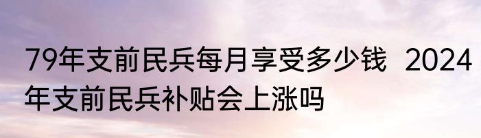 79年支前民兵每月享受多少钱  2024年支前民兵补贴会上涨吗